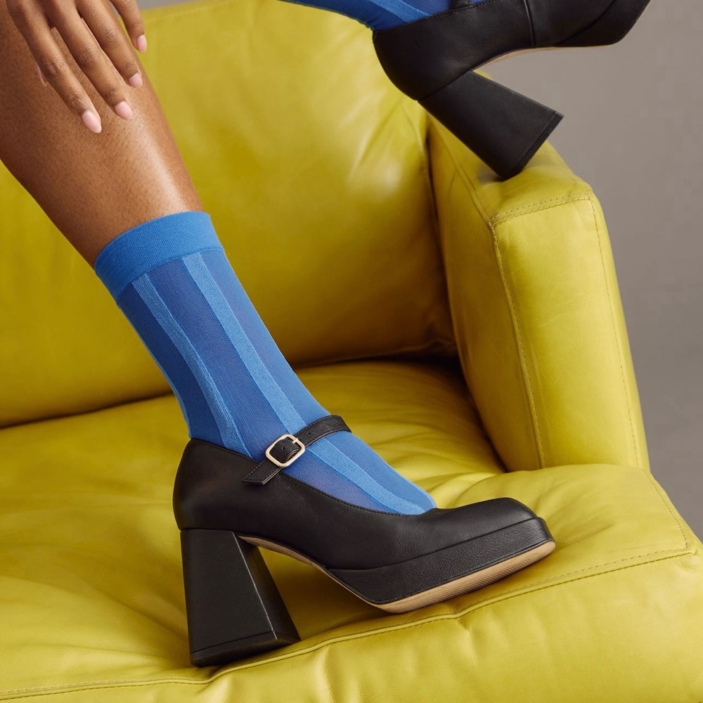 Angel Alacron Black Leather Heeled Mary Jane